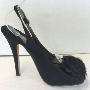 MAX Studio Black Satin Slingback Heels